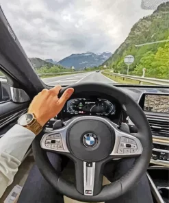 Bmw Steering Wheel With Hand Diamond Painting