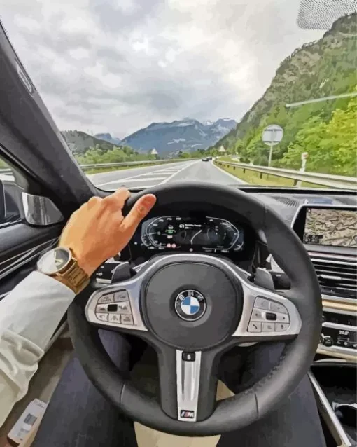 Bmw Steering Wheel With Hand Diamond Painting