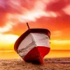 Boat At Sunset Diamond Painting