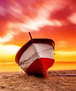 Boat At Sunset Diamond Painting