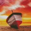 Boat At Sunset Diamond Painting