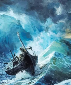 Boat In Storm Art Diamond Painting