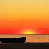 Boat Silhouette At Sunset Diamond Painting
