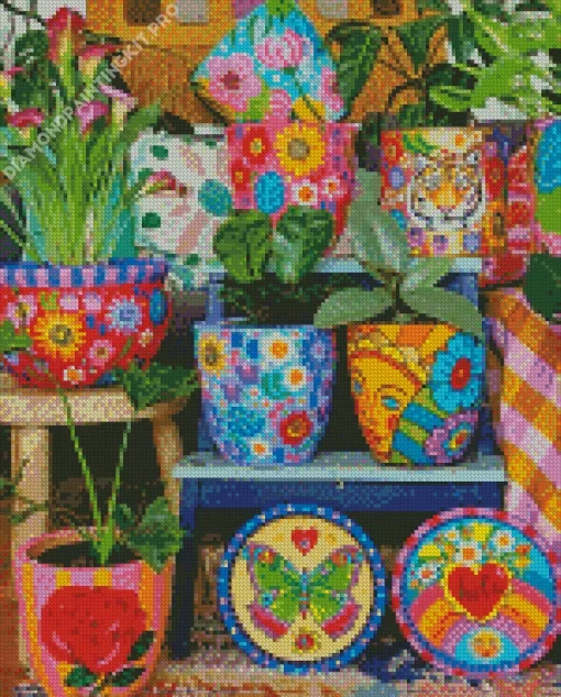 Bohemian Flower Pots Diamond Painting