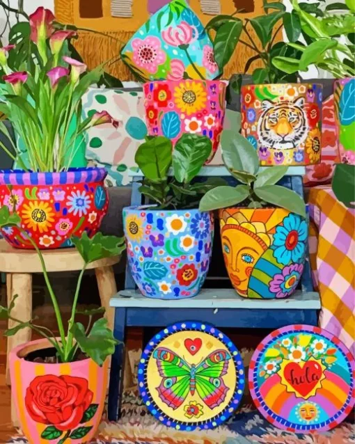 Bohemian Flower Pots Diamond Painting