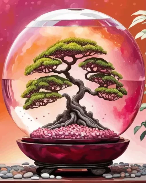 Bonsai Tree Crystal Ball Diamond Painting