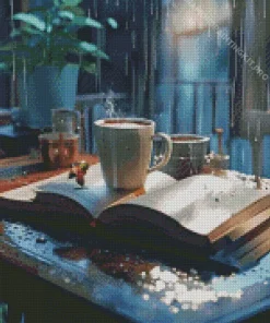 Book And Coffee Diamond Painting