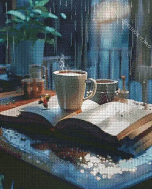 Book And Coffee Diamond Painting