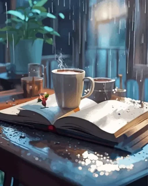 Book And Coffee Diamond Painting