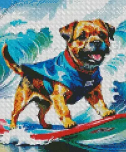 Border Terrier Surfing Diamond Painting