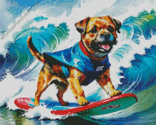 Border Terrier Surfing Diamond Painting