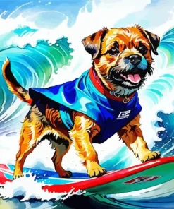 Border Terrier Surfing Diamond Painting