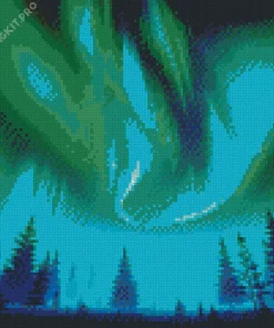 Borealis Trees Silhouette Diamond Painting