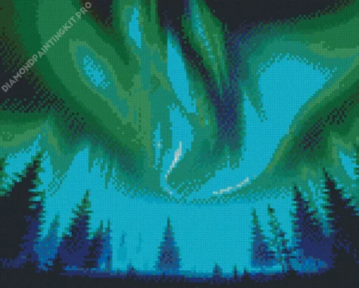 Borealis Trees Silhouette Diamond Painting