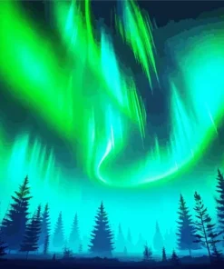 Borealis Trees Silhouette Diamond Painting
