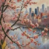 Boston City Cherry Blossom Diamond Painting