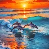 Bottlenose Dolphins At Sunset Diamond Painting