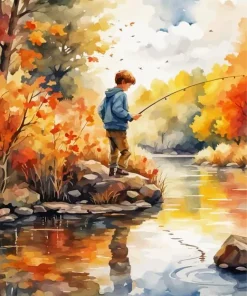 Boy Fishing Art Diamond Painting