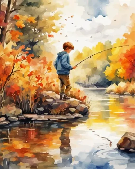 Boy Fishing Art Diamond Painting