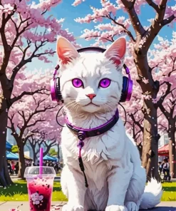 Cat Drinking Juice Diamond Painting
