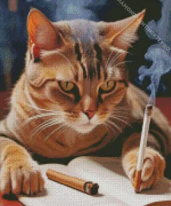 Cat Smoking Cigarette Diamond Painting