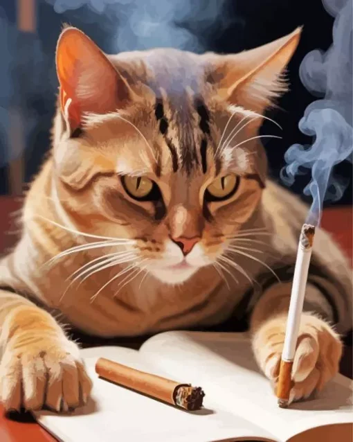 Cat Smoking Cigarette Diamond Painting
