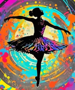 Colorful Ballerina Silhouette Art Diamond Painting