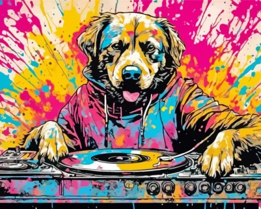 Colorful Dj Dog Diamond Painting