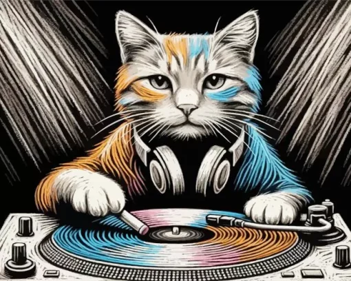 Cool Dj Cat Diamond Painting