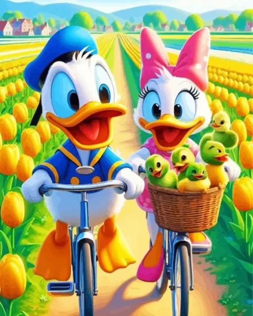 Cool Donald Duck With Daisy Art Diamond Painting