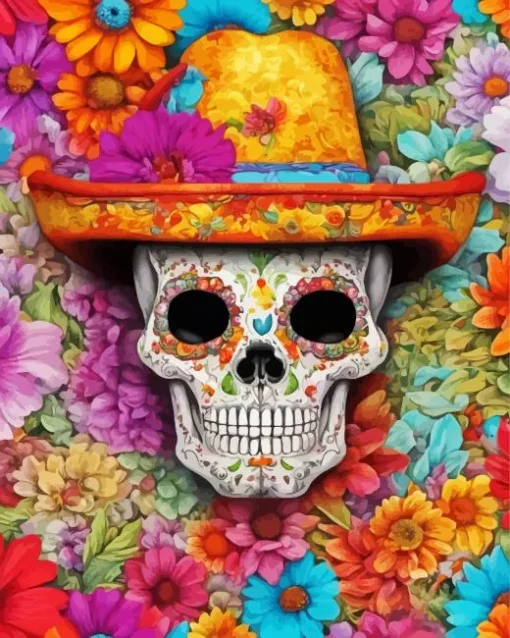 Cool Flowered Skull Diamond Painting