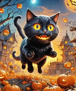 Cool Halloween Cat Diamond Painting