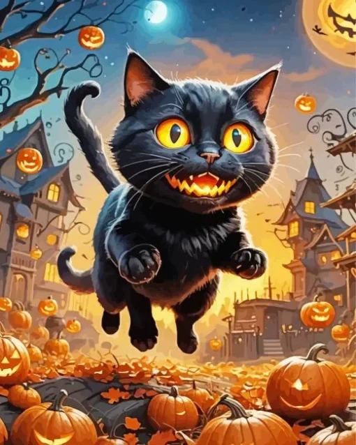 Cool Halloween Cat Diamond Painting