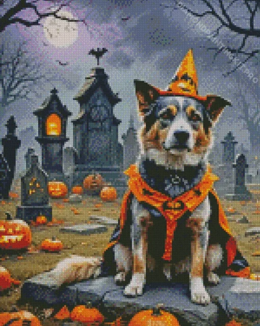 Cool Halloween Dog Art Diamond Painting