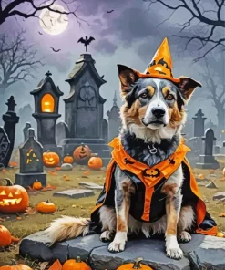 Cool Halloween Dog Art Diamond Painting