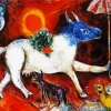 Cow With Parasol By Marc Chagall Diamond Painting