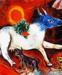 Cow With Parasol By Marc Chagall Diamond Painting