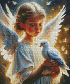 Cute Dove And Angel Diamond Painting