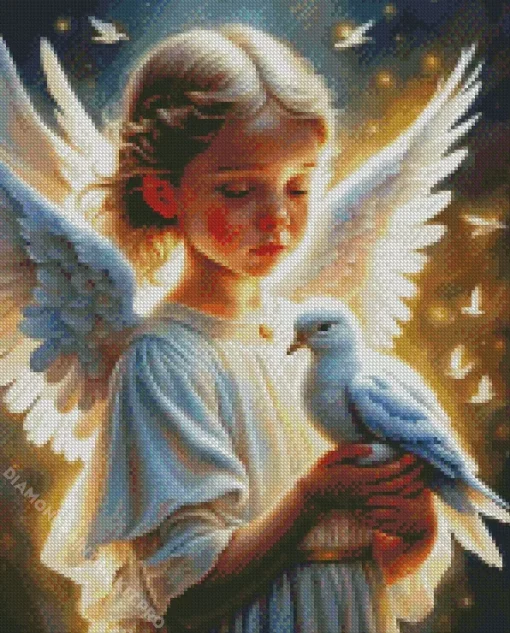 Cute Dove And Angel Diamond Painting