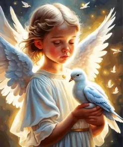 Cute Dove And Angel Diamond Painting