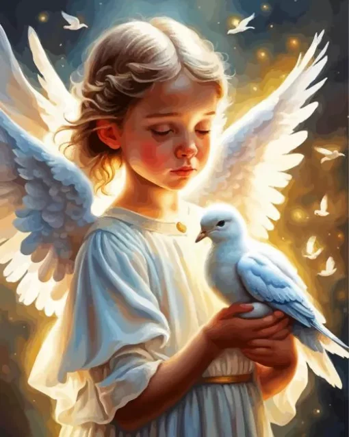 Cute Dove And Angel Diamond Painting