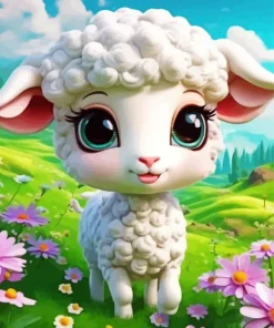 Cute Fluffy Lamb Diamond Painting