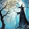 Dark Forest And Witch Diamond Painting