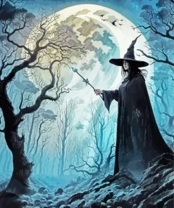 Dark Forest And Witch Diamond Painting