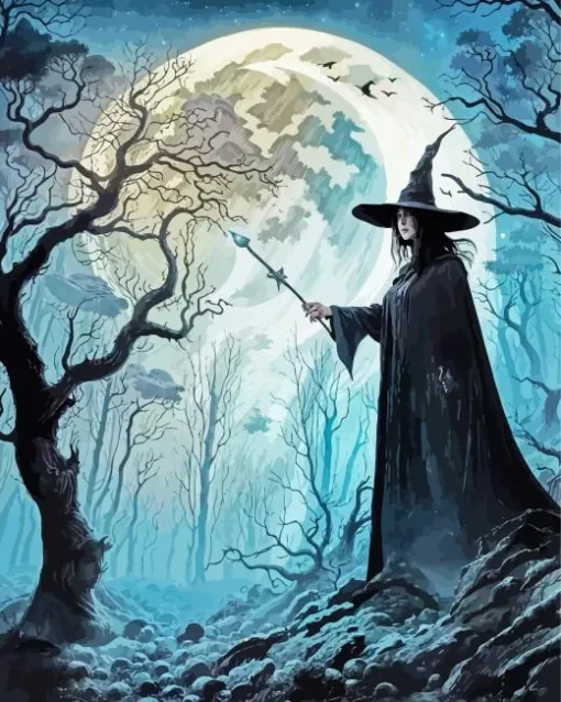 Dark Forest And Witch Diamond Painting