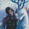 Deer And Girl Diamond Painting