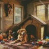 Dog And Wooden House Diamond Painting