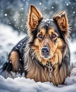 Dog In Snow Diamond Painting
