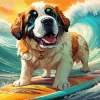Dog On A Surfboard Art Diamond Painting