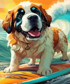 Dog On A Surfboard Art Diamond Painting